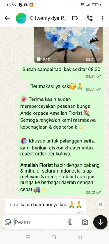 Testimonial krans bunga PALU