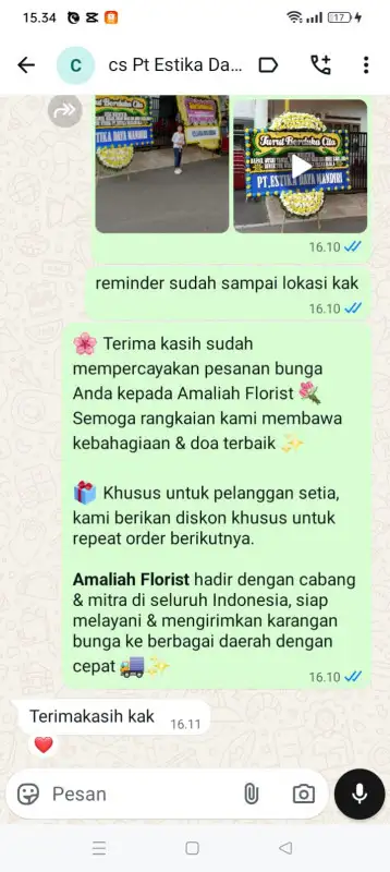 Testimonial Papan Bunga duka PALU