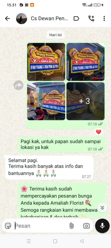 Testimonial papan bunga PALU